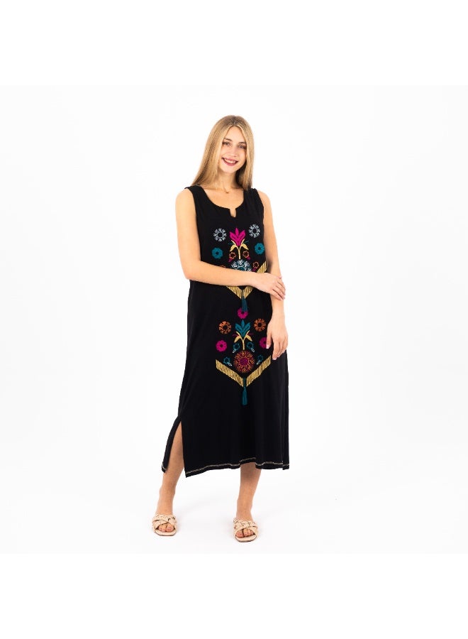 zecotex  Traditional Embroidered Cotton Maxi Dress - 100% Pure Natural Cotton - Breathable Summer Jalabiya - Multiple Designs & Colors - Image 2